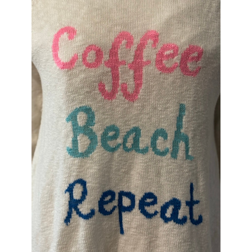 Lilly Pulitzer Cream 'Coffee Beach Repeat' Crew Neck Sweater M - Picture 2 of 6